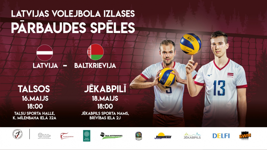 18. maijā Jēkabpilī notiks Latvijas volejbola izlases pārbaudes spēle