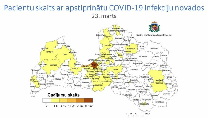 Covid-19 slimnieki reģistrēti vēl septiņās pašvaldībās; teju katrs trešais sasirgušais 30-39 gadus vecs