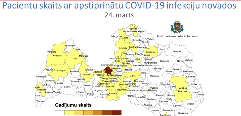 Visvairāk Covid-19 gadījumu līdz šim Rīgā, Jūrmalā un Jelgavā