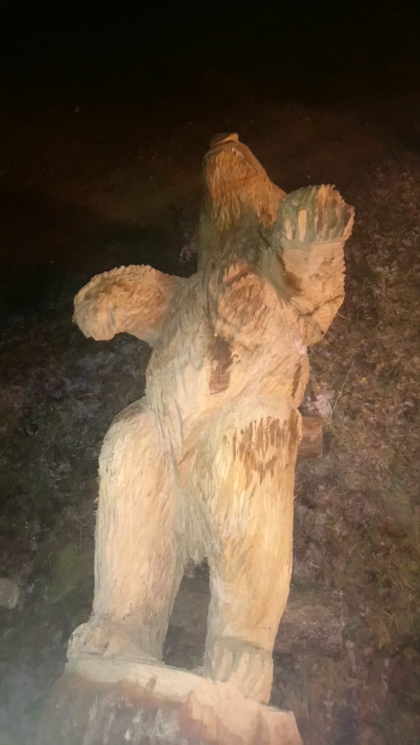 Valsts policija meklē attēlā redzamo kokgriezuma skulptūru
