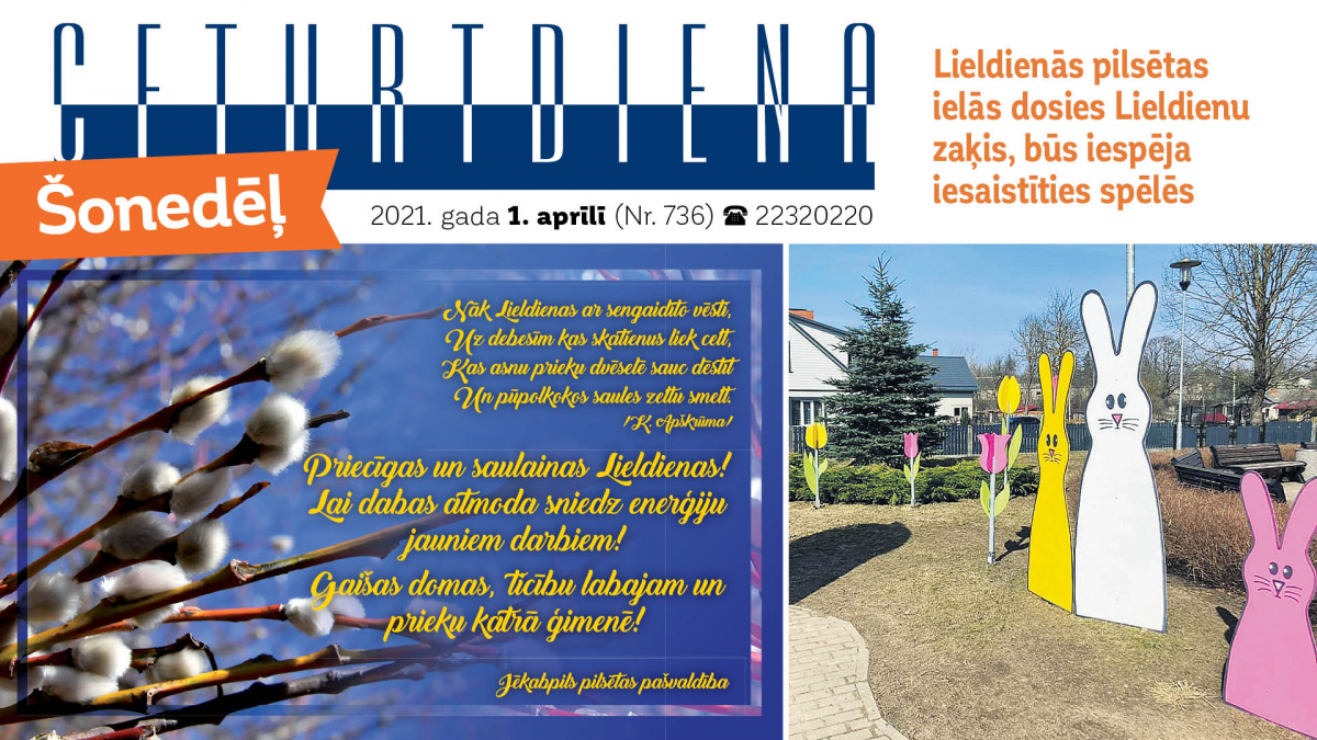 Laikraksta "Ceturtdiena" sludinājumi 1.04.2021