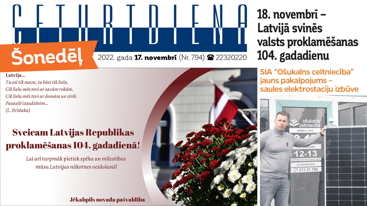 Laikraksta "Ceturtdiena" sludinājumi 17.11.2022