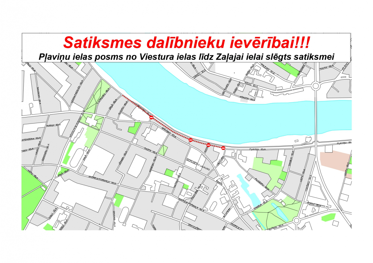 Satiksmei slēgts Pļaviņu ielas posms Jēkabpilī un autoceļš “Skudras - Galejas – Leicāni” Salas pagastā