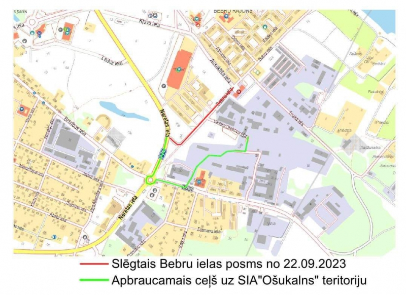 Piektdien sākās remontdarbi Jēkabpilī, Bebru ielā. Slēgts posms no Neretas līdz Auseklīša ielai