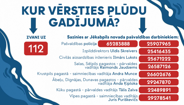 Kur vērsties plūdu gadījumā?