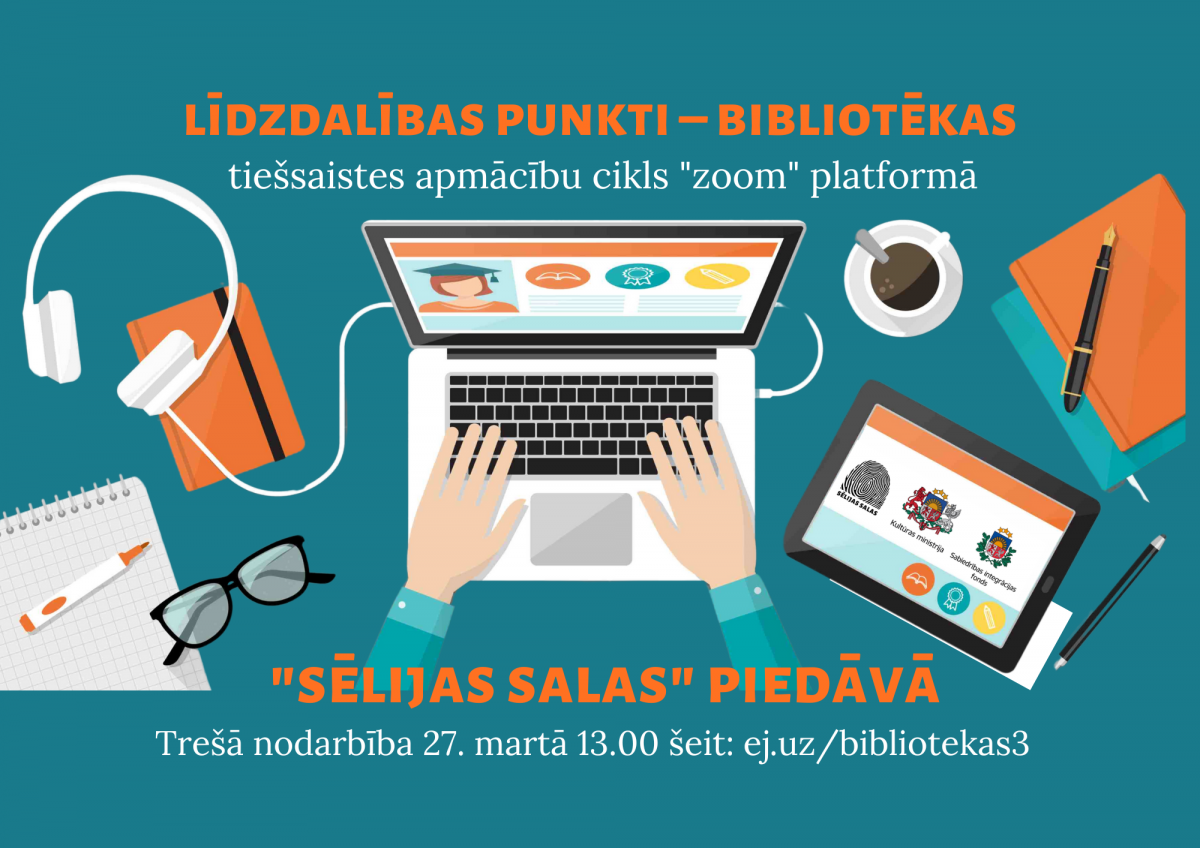 Sēlijas salas aicina: 27. martā tiešsaistes mācības "Līdzdalības punkti - bibliotēkas."