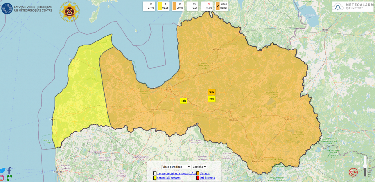 Tuvākajām divām naktīm spēkā brīdinājums par salnām