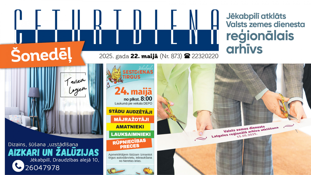 Laikraksta "Ceturtdiena" sludinājumi 22.05.2025