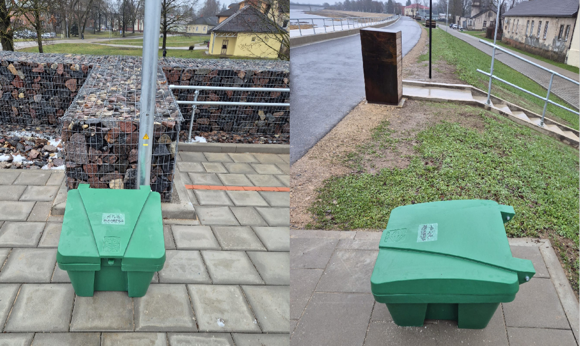 Jēkabpilī uz Daugavas aizsargdambja izvieto jaunus konteinerus