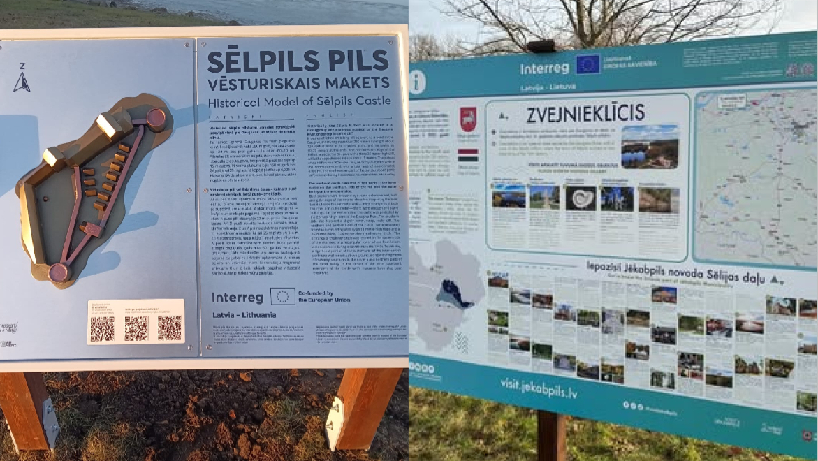 Zvejnieklīcī skatāms informatīvs stends un Sēlpils pils makets