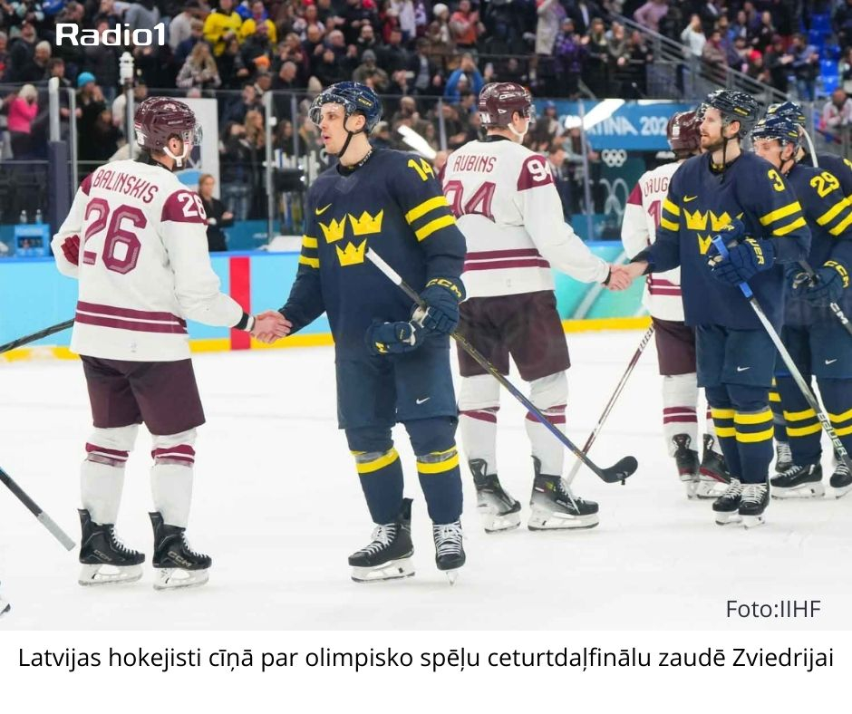 Latvijas hokejisti cīņā par olimpisko spēļu ceturtdaļfinālu zaudē Zviedrijai