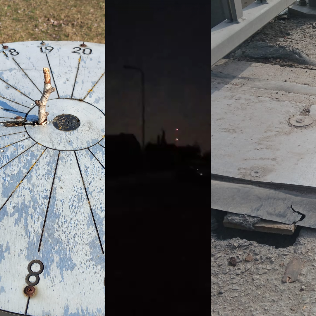 Mums raksta: Jēkabpilī velobraucējiem traucē tilta šuve, Zvejnieku iela grimst tumsā un kad atjaunos Saules pulksteni?