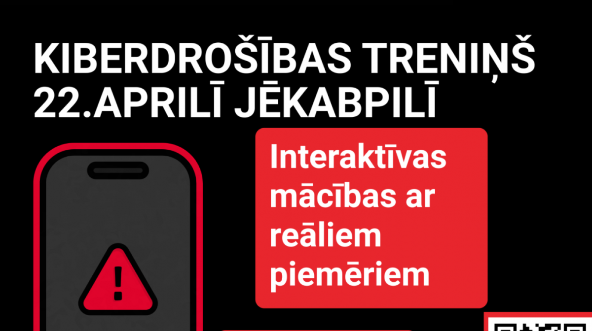 Iespēja piedalīties kiberdrošības treniņā Jēkabpilī 