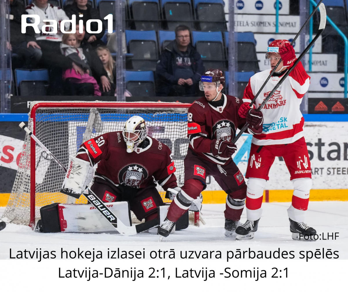 Latvijas hokeja izlasei otrā uzvara pārbaudes spēlēs: Latvija-Dānija 2:1; Latvija-Somija 2:1