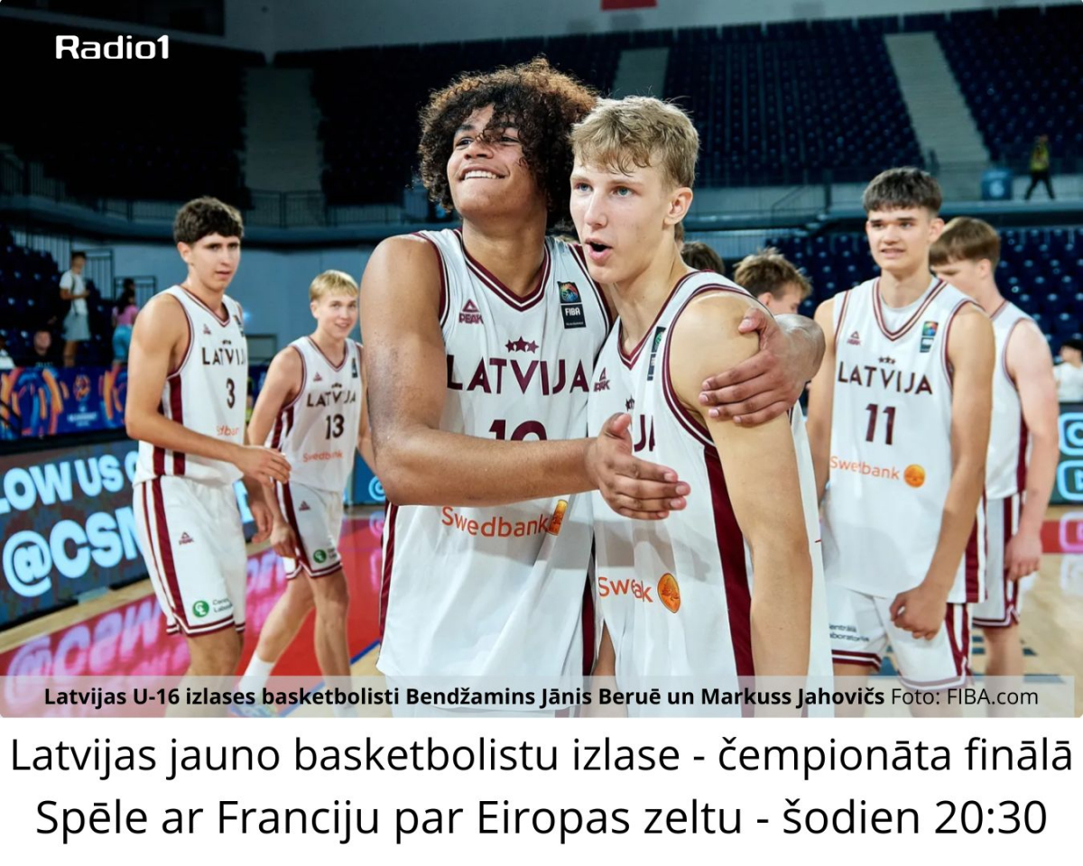 Latvijas U16 izlase Eiropas čempionāta pusfinālā sīvā cīņā pārspēja Spānijas izlasi