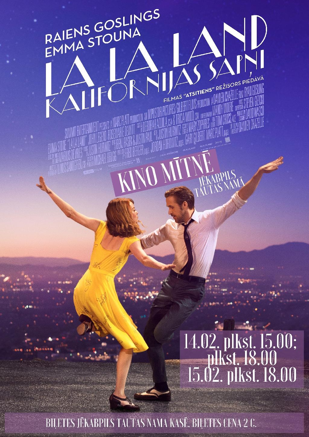 Valentīndienā Kino Mītnē - “Oskarotā” filma “La La Land: Kalifornijas sapņi”
