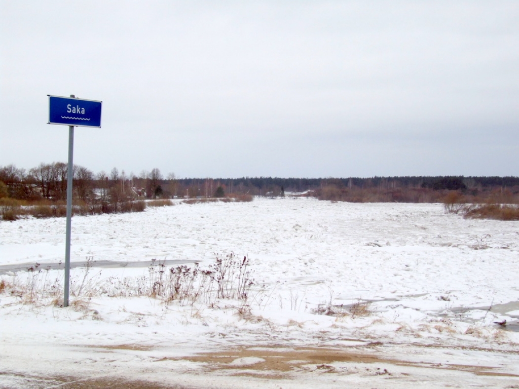 Daugavā pie Zeļķu tilta saglabājas augsts ūdens līmenis, applūdušas pirmās mājas (FOTO)