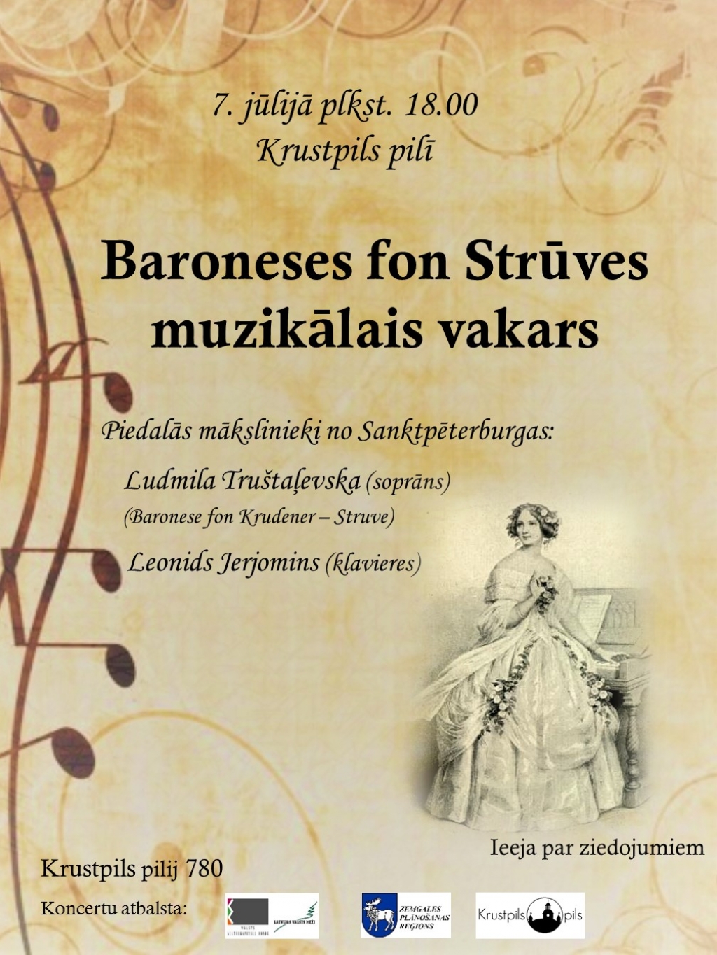 Baroneses fon Strūves muzikālais vakars Krustpils pilī
