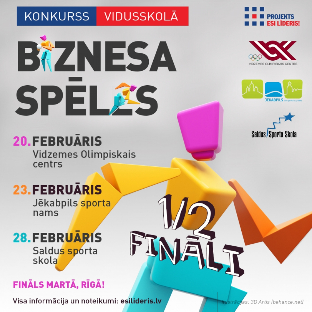 23.februārī Jēkabpils Sporta namā notiks biznesa spēļu konkursa “Ceļš uz bagātību” pusfināls jauniešiem