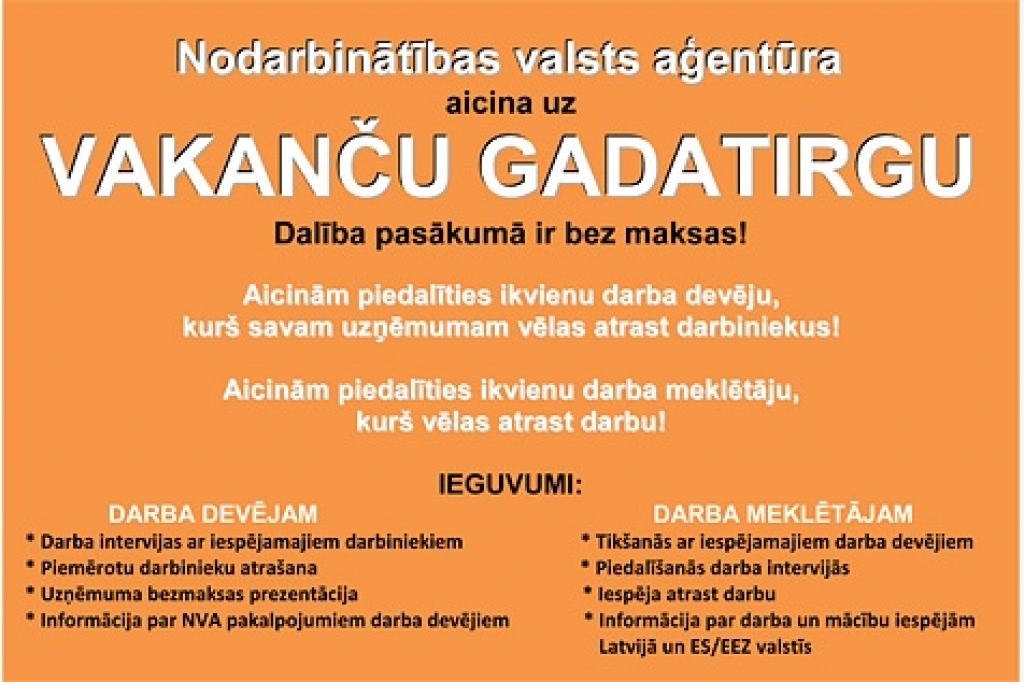 Vajadzīgos darbiniekus darba devēji var atrast NVA Vakanču gadatirgos