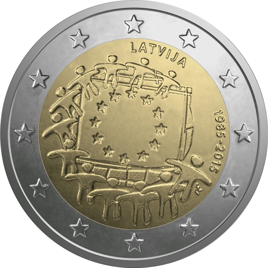 Latvijas Banka laiž apgrozībā ES karoga jubilejai veltītu 2 eiro piemiņas monētu