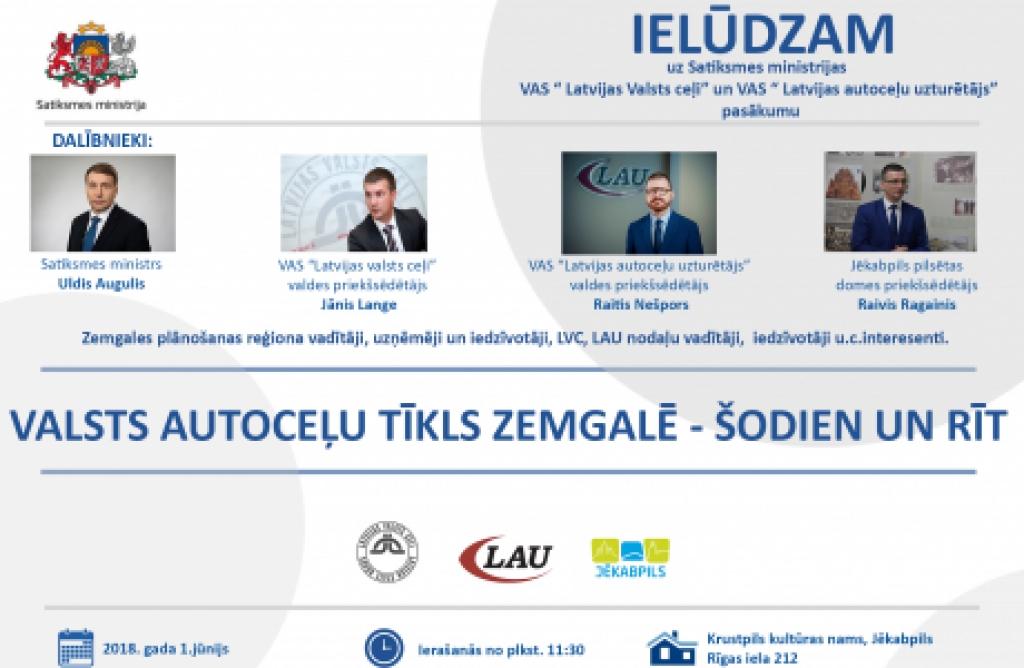 Jēkabpilī norisināsies diskusija Valsts autoceļu tīkls Zemgalē – šodien un rīt!