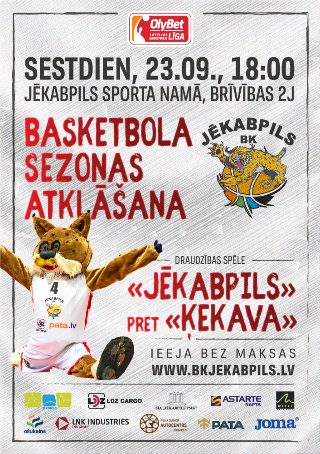 BK “Jēkabpils” ielūdz uz sezonas atklāšanas spēli