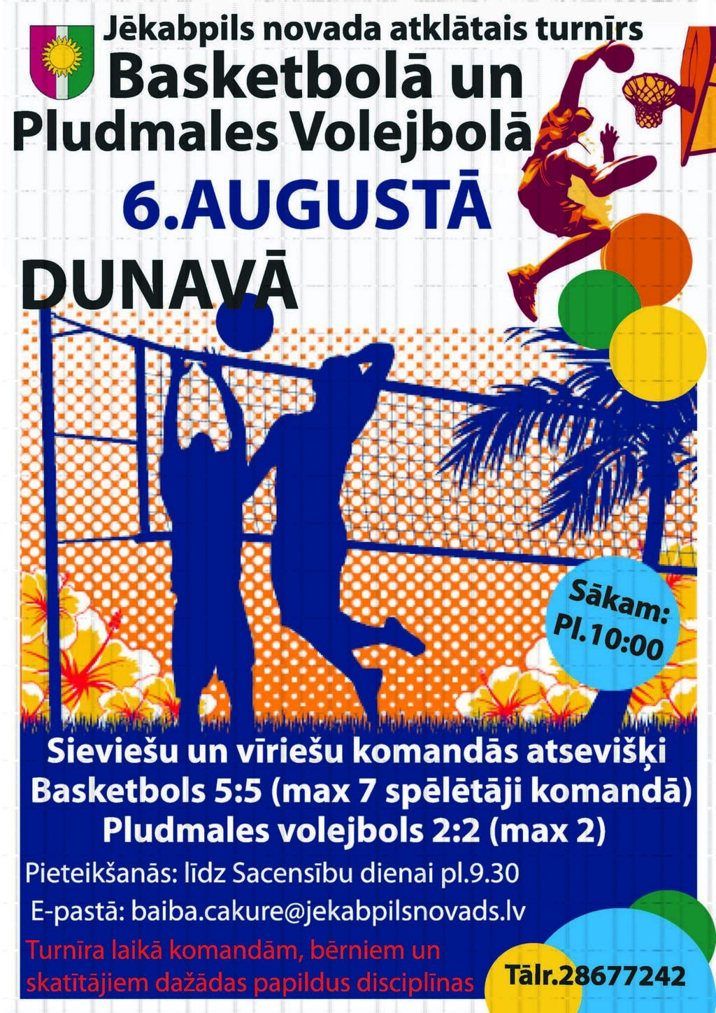 Rīkos Jēkabpils novada atklāto turnīru basketbolā un pludmales volejbolā