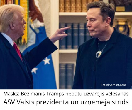 Strauji saasinājies publiskais strīds starp ASV prezidentu Donaldu Trampu un miljardieri Īonu Masku