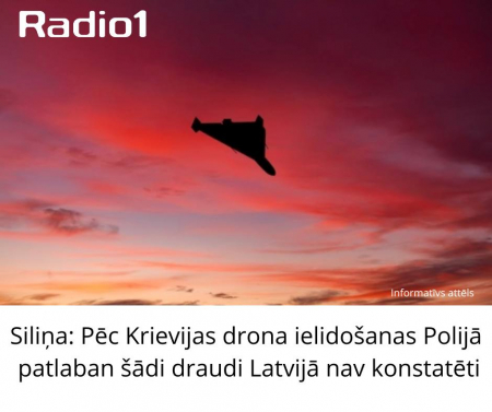 Siliņa: Pēc Krievijas drona ielidošanas Polijā patlaban šādi draudi Latvijā nav konstatēti