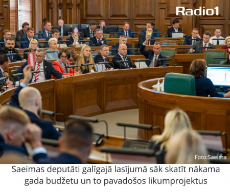 Saeimas deputāti galīgajā lasījumā skata nākama gada budžetu un to pavadošos likumprojektus