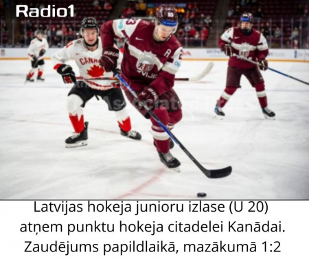 Latvijas hokeja junioru izlase (U20) atņem punktu hokeja citadelei Kanādai