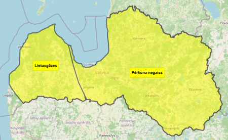 Naktī daudzviet līs un vietām dārdēs pērkons, izsludināts dzeltenais brīdinājums