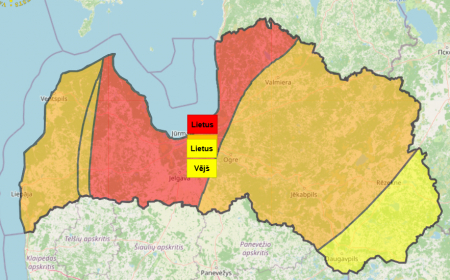 Izplatīts šūnapraides paziņojums par ļoti stiprām lietusgāzēm